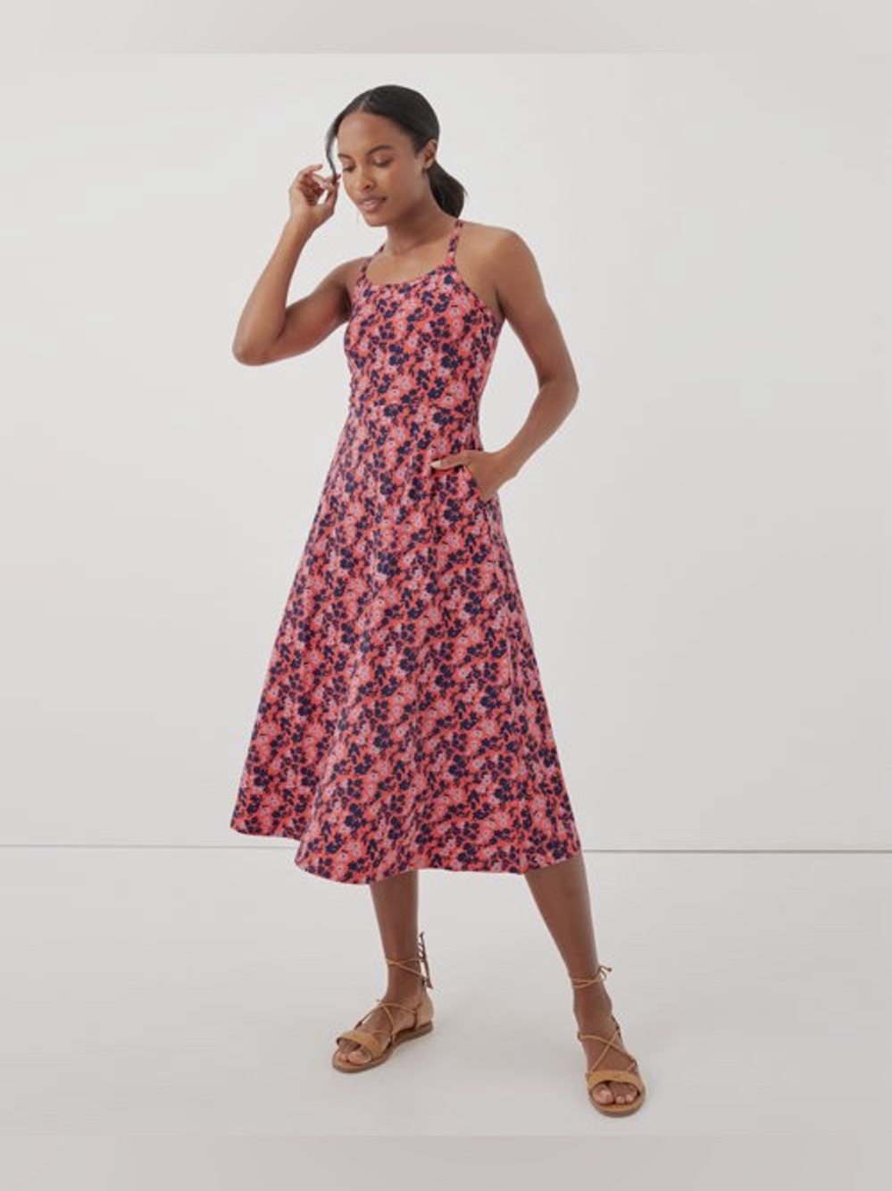 Pact Fit & Flare Midi Dress in Sweet Floral Cayenne size Medium